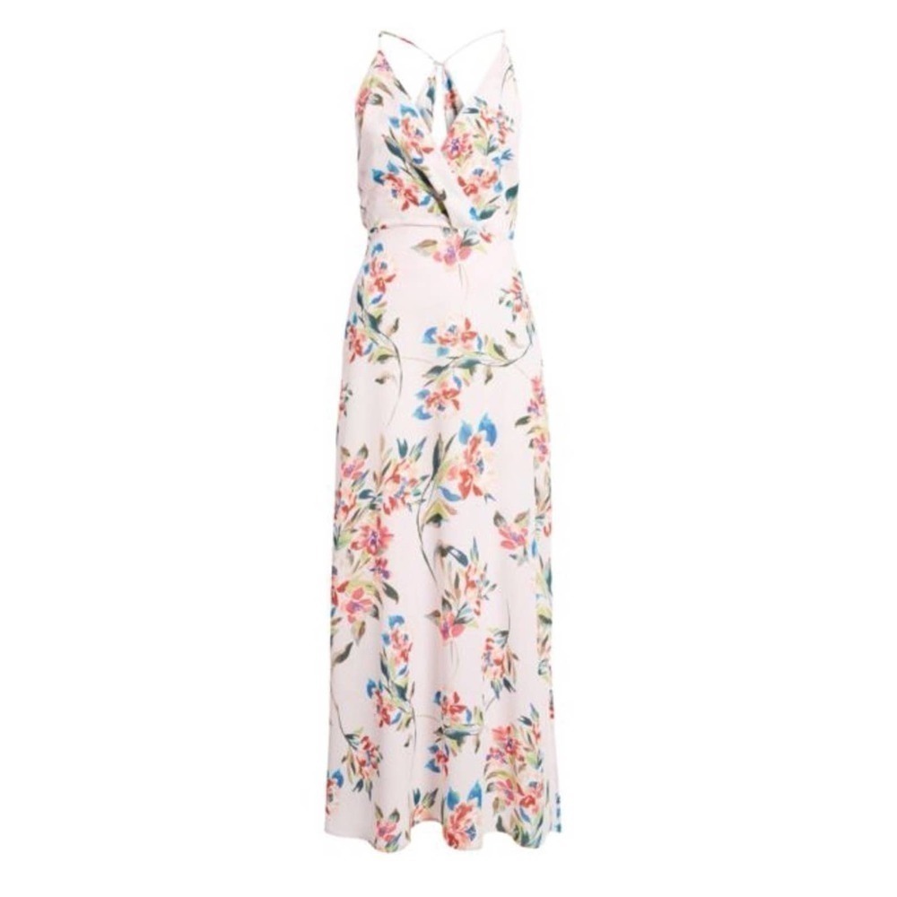 Lush floral draped front side split maxi dress size small - Picture 2 of 11